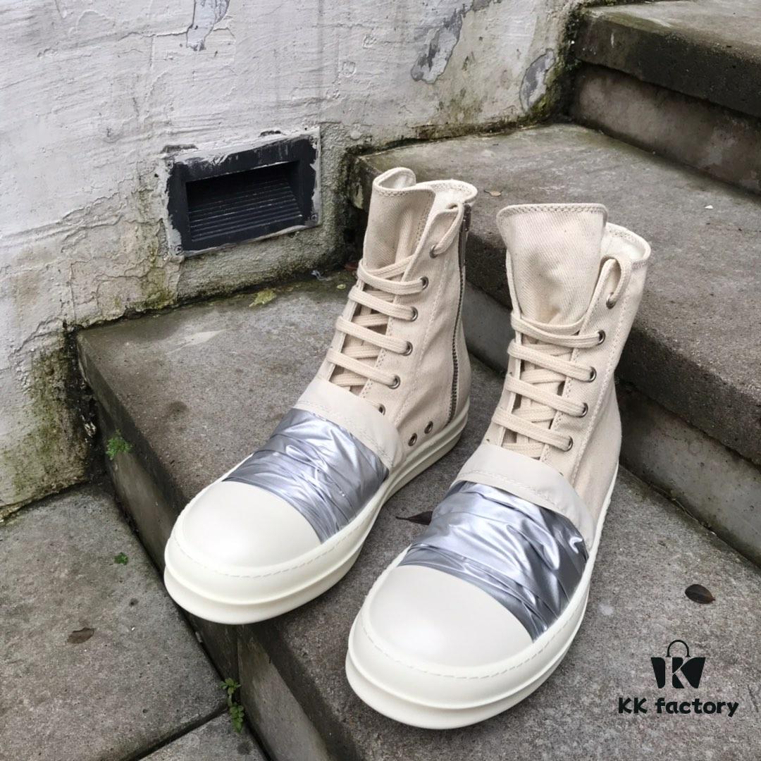 Rick Owens DRKSHDW High-Top Canvas Silver Pleated