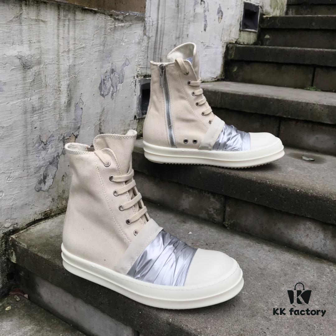 Rick Owens DRKSHDW High-Top Canvas Silver Pleated