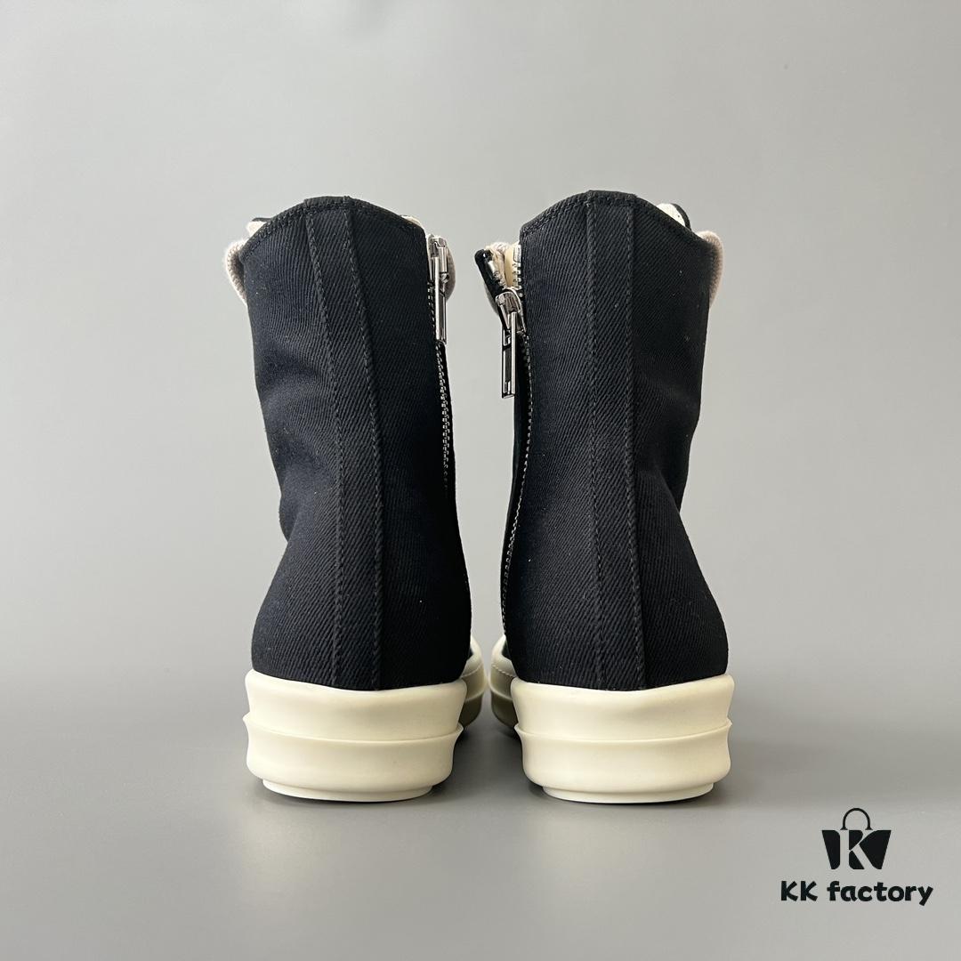 Rick Owens DRKSHDW Textured Mesh Perforated High-Top Lace-Up Sneakers with White Tip