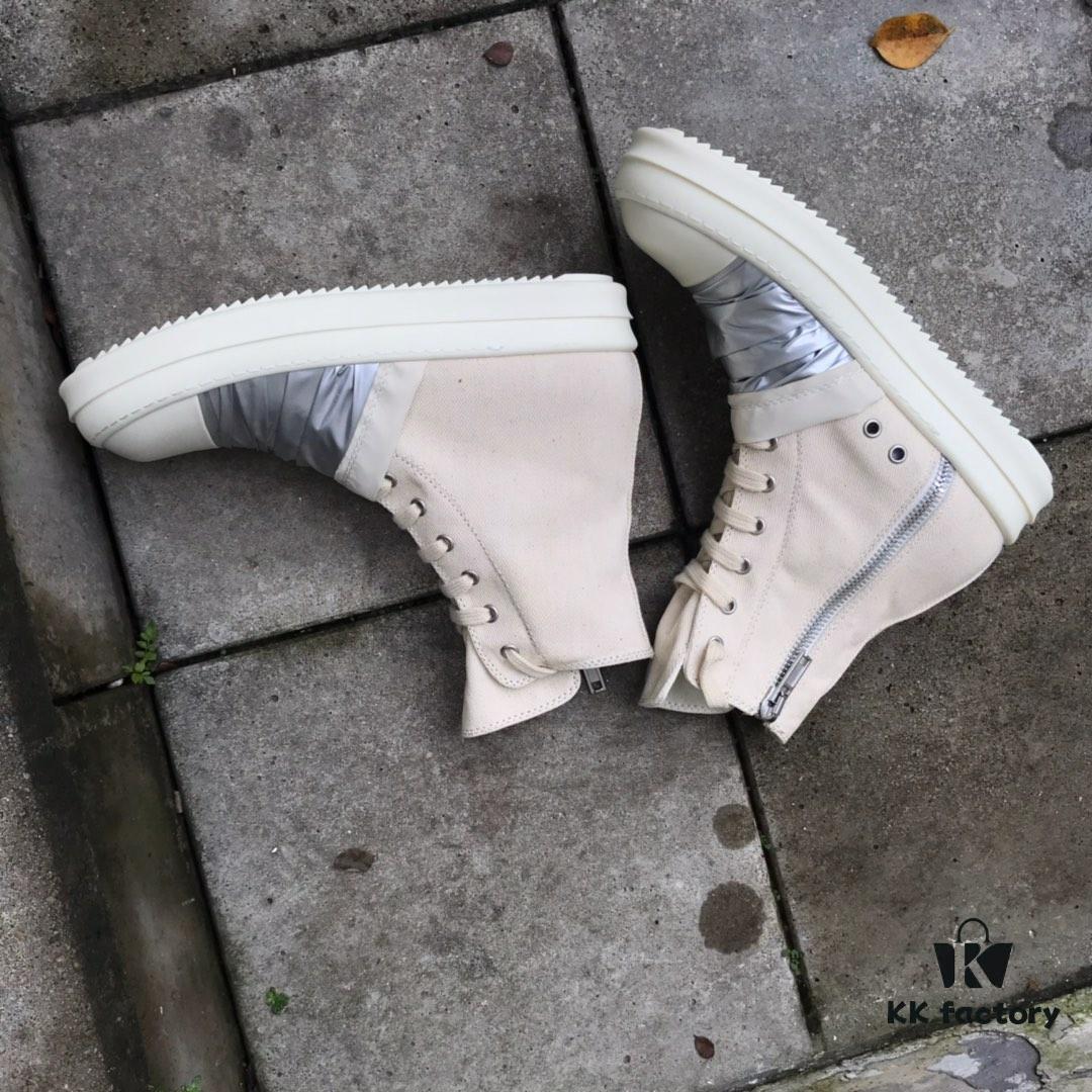 Rick Owens DRKSHDW High-Top Canvas Silver Pleated