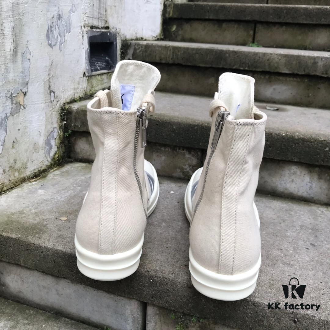 Rick Owens DRKSHDW High-Top Canvas Silver Pleated