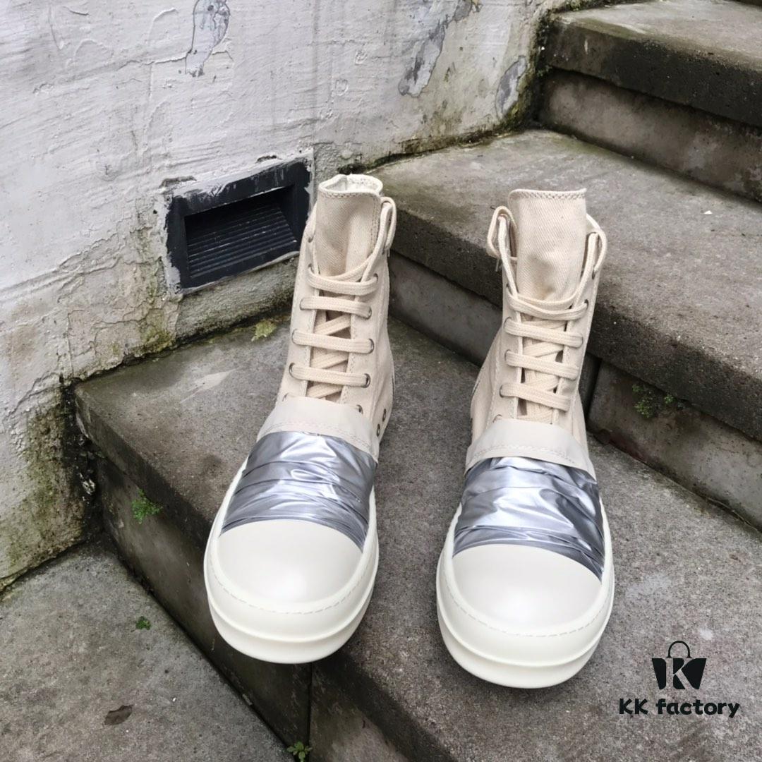 Rick Owens DRKSHDW High-Top Canvas Silver Pleated