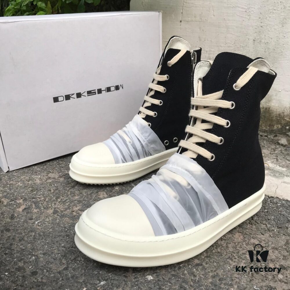Rick Owens DRKSHDW High-Top Canvas White Crinkle