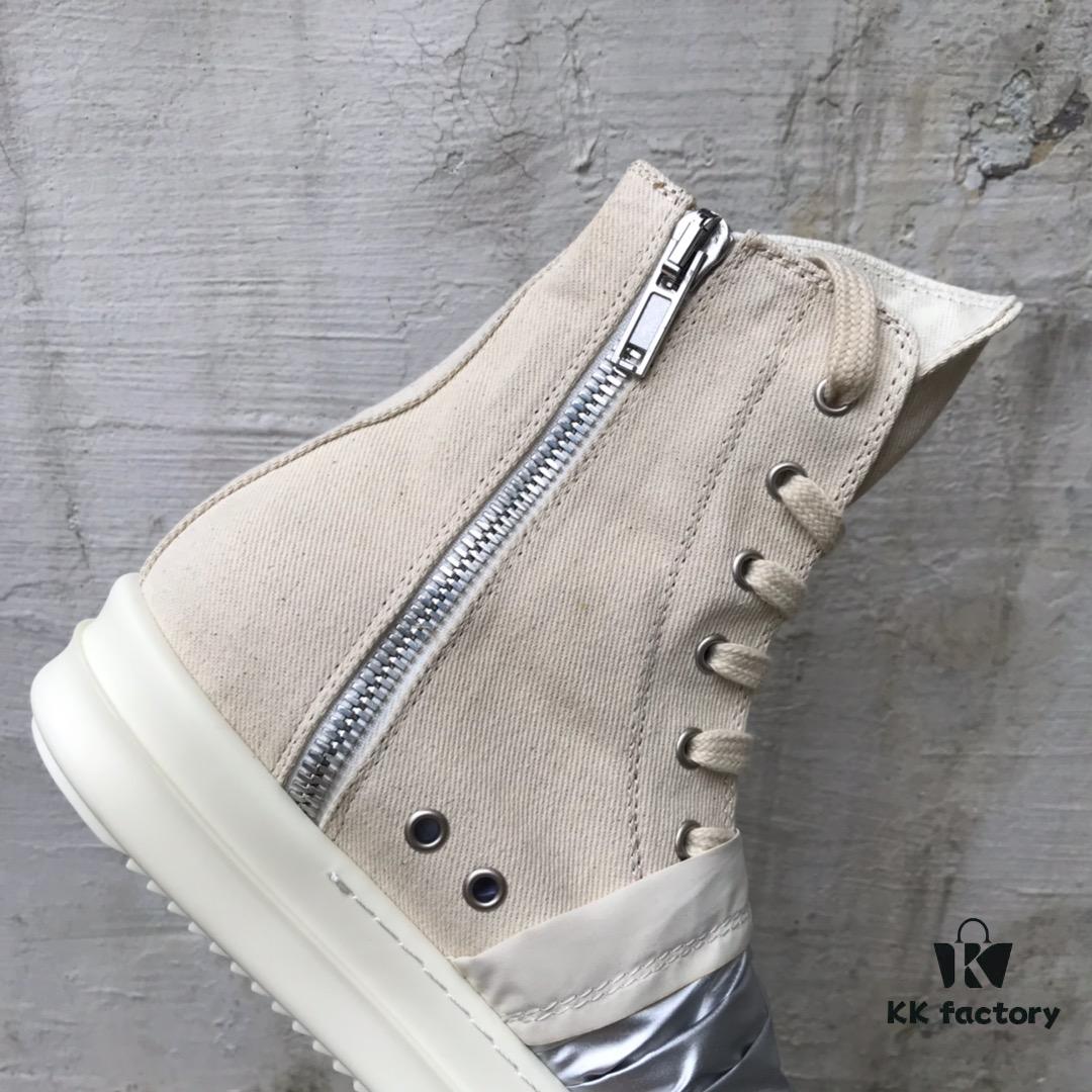Rick Owens DRKSHDW High-Top Canvas Silver Pleated