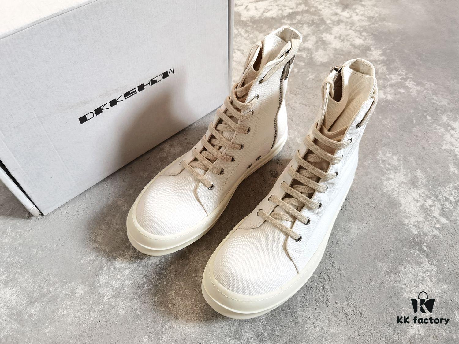 Rick Owens DRKSHDW All-White Canvas High-Top Lace-Up Headless Sneakers