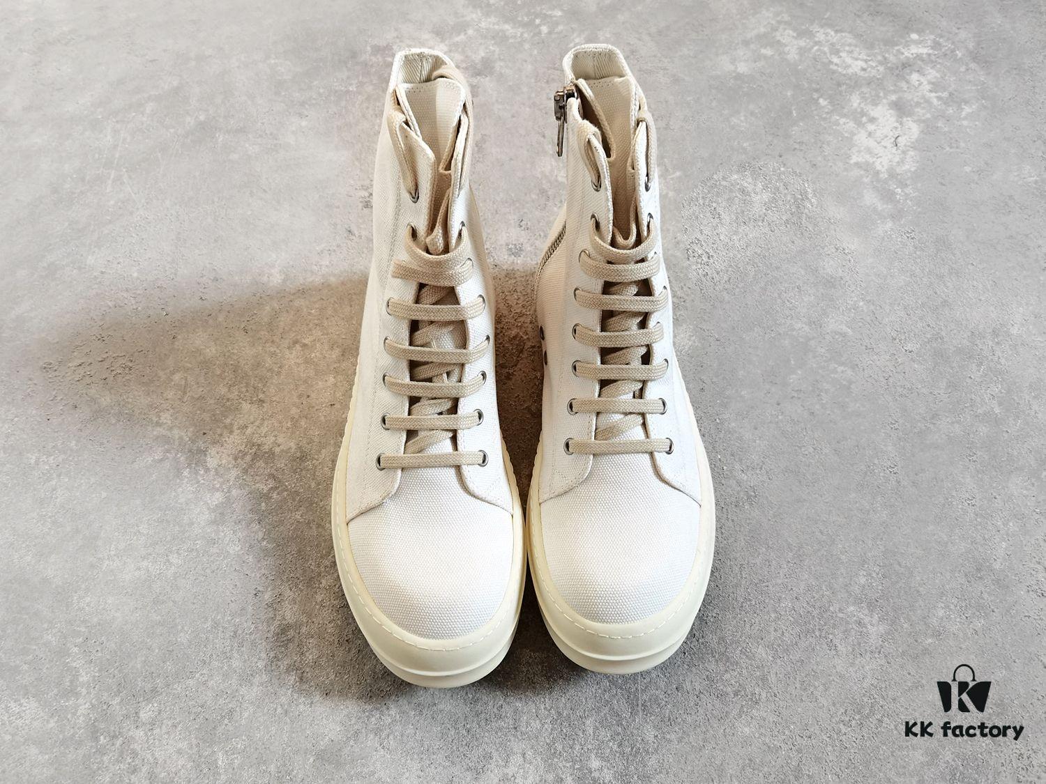 Rick Owens DRKSHDW All-White Canvas High-Top Lace-Up Headless Sneakers