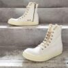Rick Owens DRKSHDW All-White Canvas High-Top Lace-Up Headless Sneakers