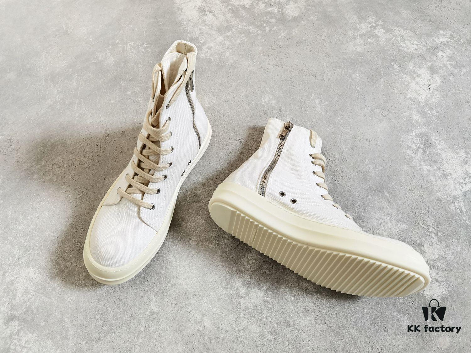 Rick Owens DRKSHDW All-White Canvas High-Top Lace-Up Headless Sneakers