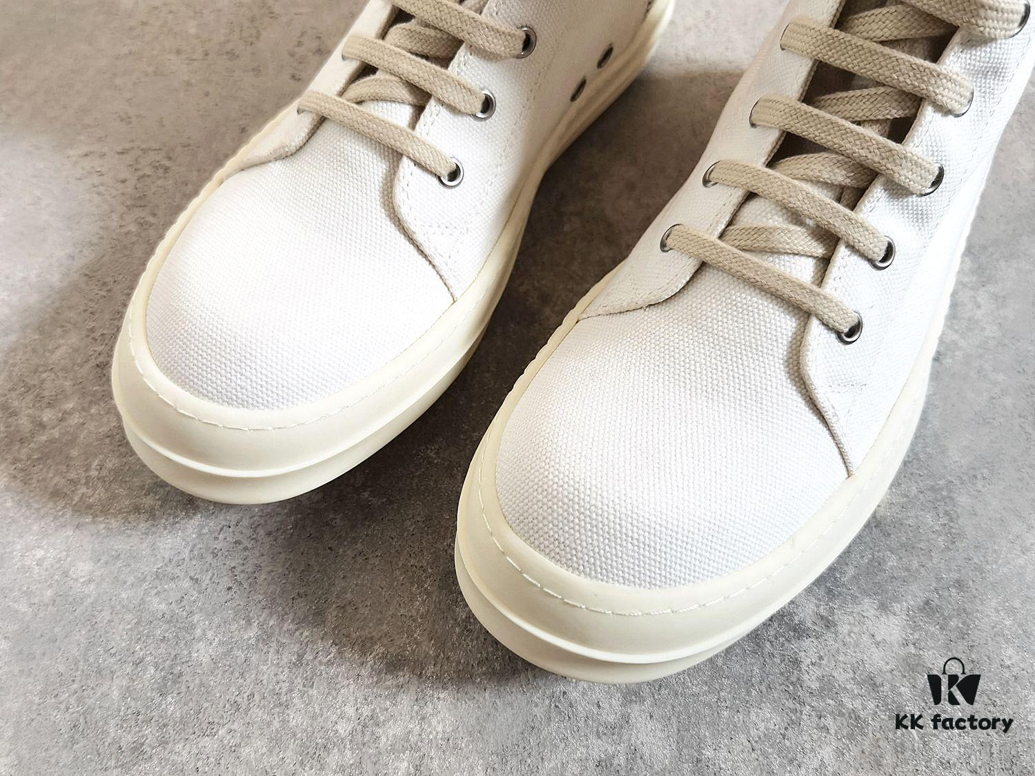 Rick Owens DRKSHDW All-White Canvas High-Top Lace-Up Headless Sneakers