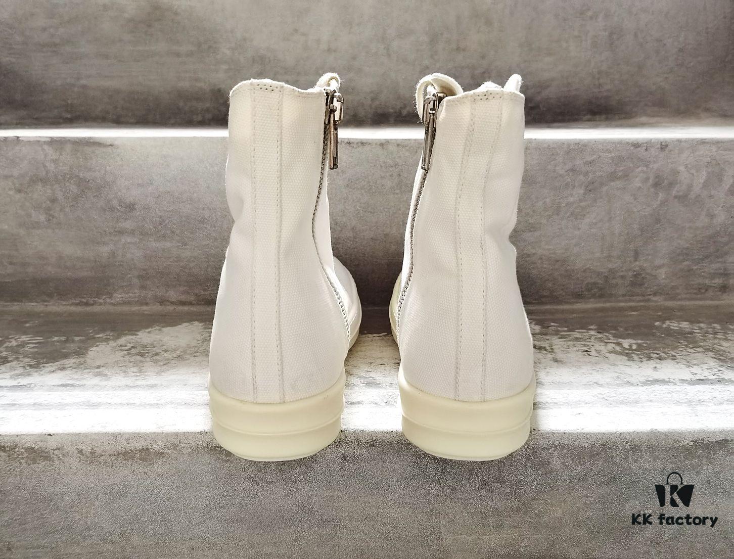 Rick Owens DRKSHDW All-White Canvas High-Top Lace-Up Headless Sneakers