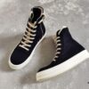 Rick Owens DRKSHDW All-Black Canvas High-Top Lace-Up Sneakers
