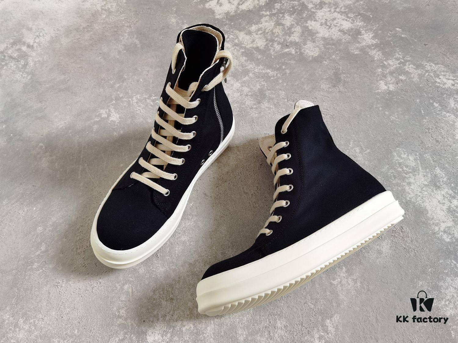 Rick Owens DRKSHDW All-Black Canvas High-Top Lace-Up Sneakers