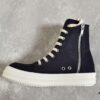 Rick Owens DRKSHDW All-Black Canvas High-Top Lace-Up Sneakers