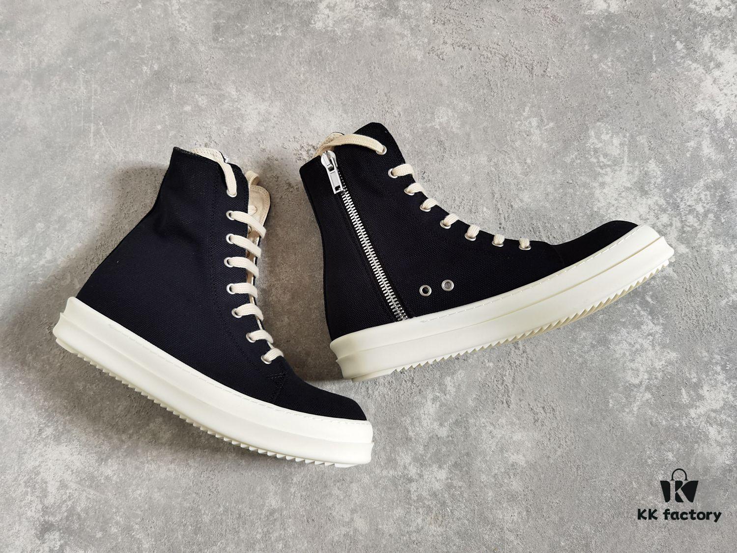 Rick Owens DRKSHDW All-Black Canvas High-Top Lace-Up Sneakers