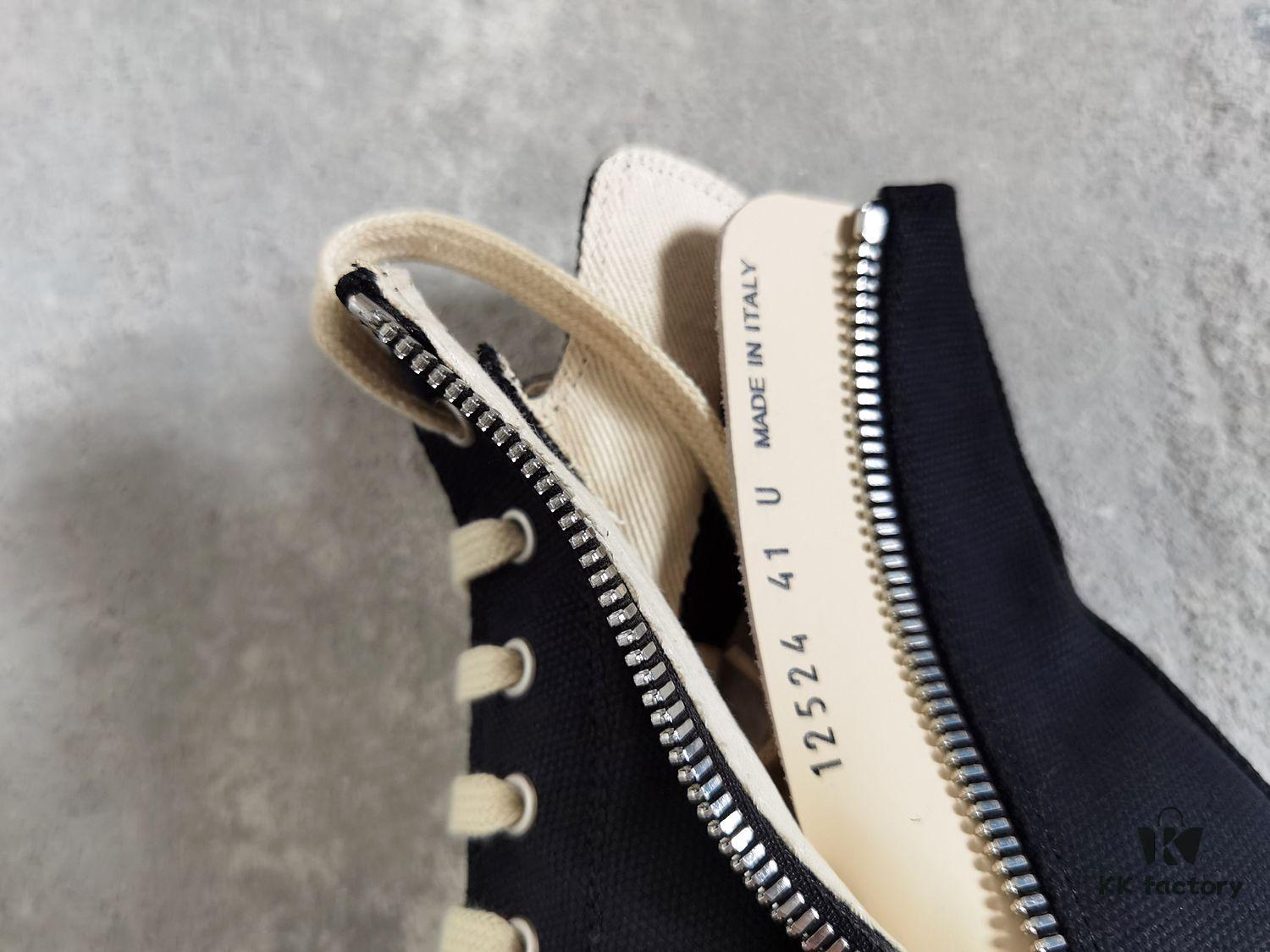 Rick Owens DRKSHDW All-Black Canvas High-Top Lace-Up Sneakers