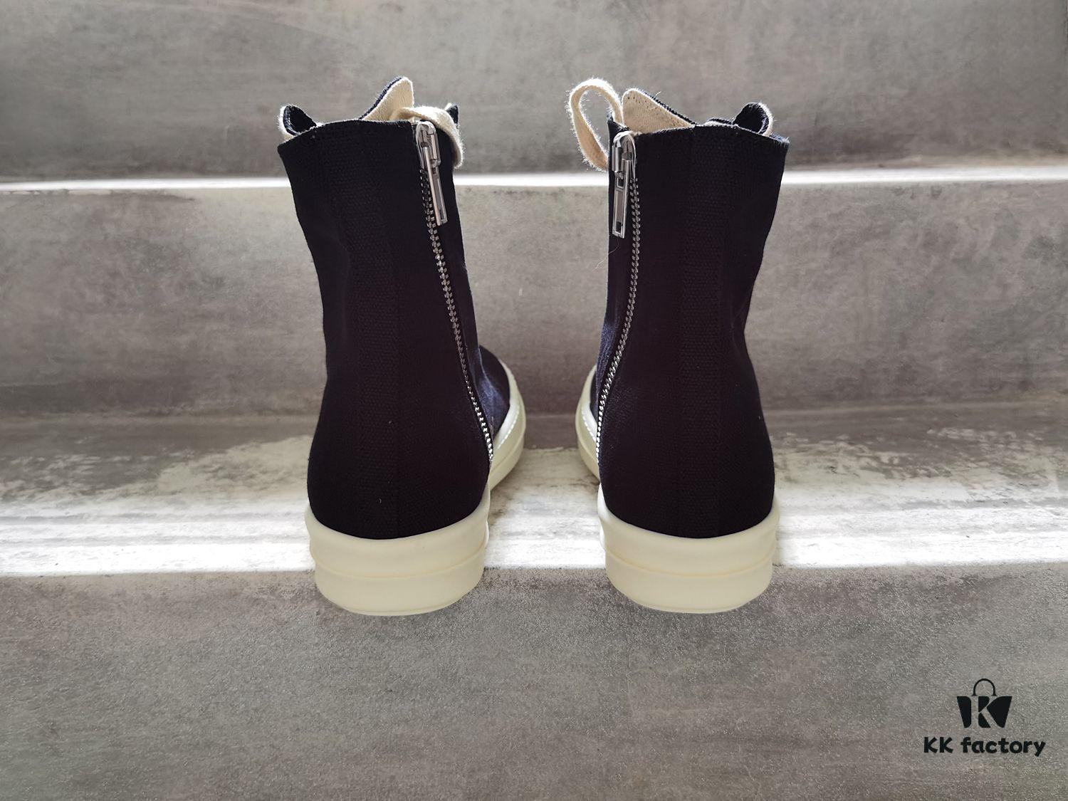 Rick Owens DRKSHDW All-Black Canvas High-Top Lace-Up Sneakers