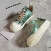 Rick Owens DRKSHDW Green Mirror-Finish Low-Top Lace-Up Sneakers