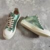 Rick Owens DRKSHDW Green Mirror-Finish Low-Top Lace-Up Sneakers