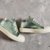Rick Owens DRKSHDW Green Mirror-Finish Low-Top Lace-Up Sneakers