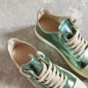 Rick Owens DRKSHDW Green Mirror-Finish Low-Top Lace-Up Sneakers