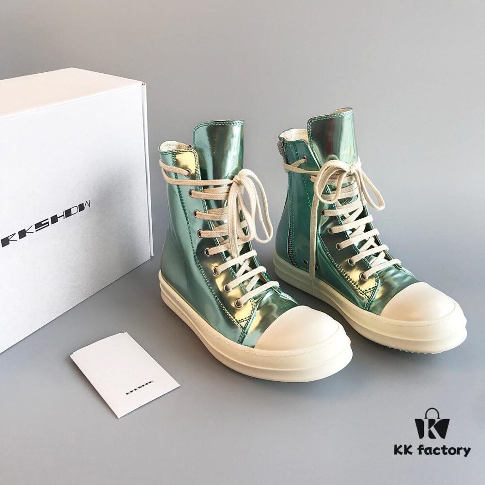 Rick Owens DRKSHDW Green Mirror High-top Lace-up Sneakers