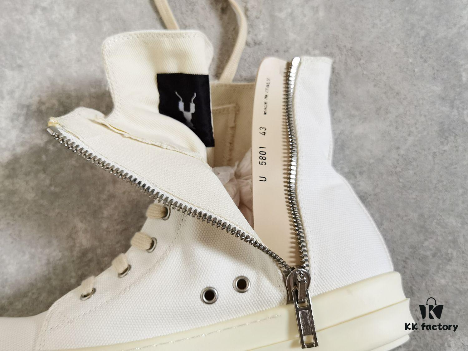 Rick Owens DRKSHDW All-White Canvas High-Top Lace-Up Headless Sneakers