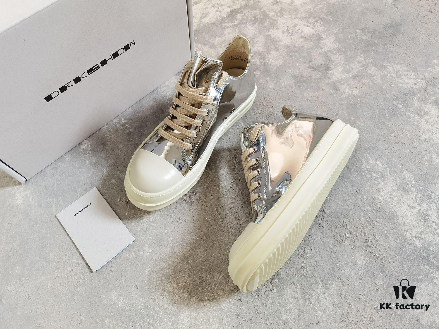 Rick Owens DRKSHDW Liquid Silver Low-top Lace-up Shoes