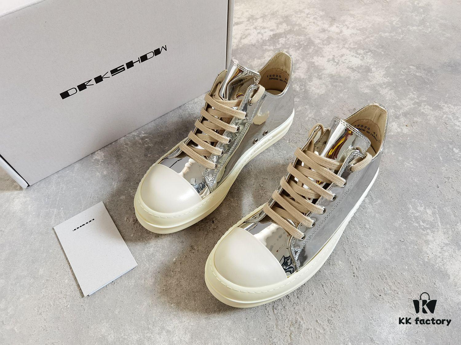 Rick Owens DRKSHDW Liquid Silver Low-top Lace-up Shoes