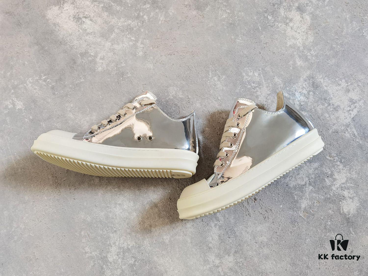 Rick Owens DRKSHDW Liquid Silver Low-top Lace-up Shoes