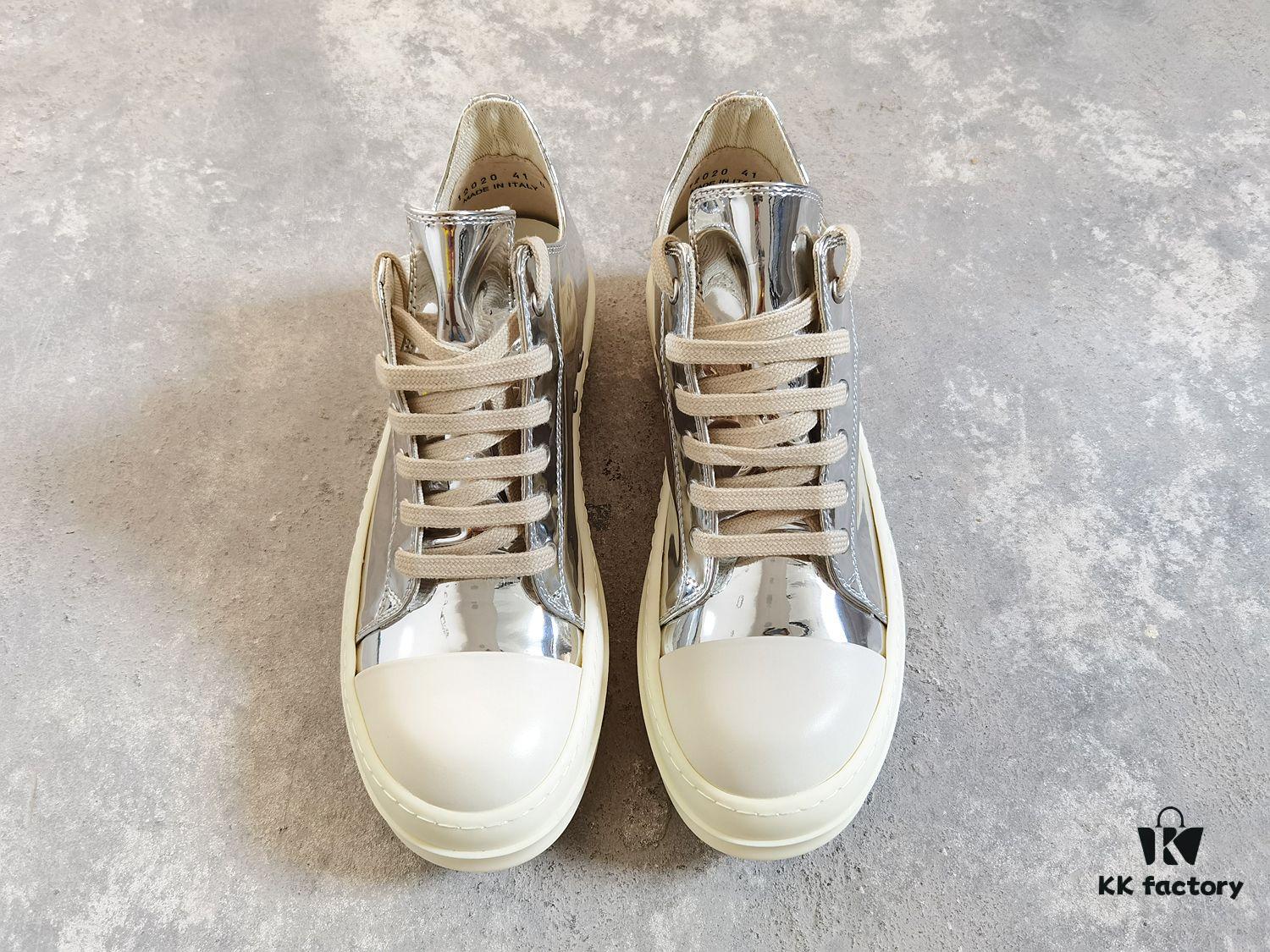 Rick Owens DRKSHDW Liquid Silver Low-top Lace-up Shoes