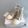 RO DRKSHDW Liquid Silver High-Top Lace-Up
