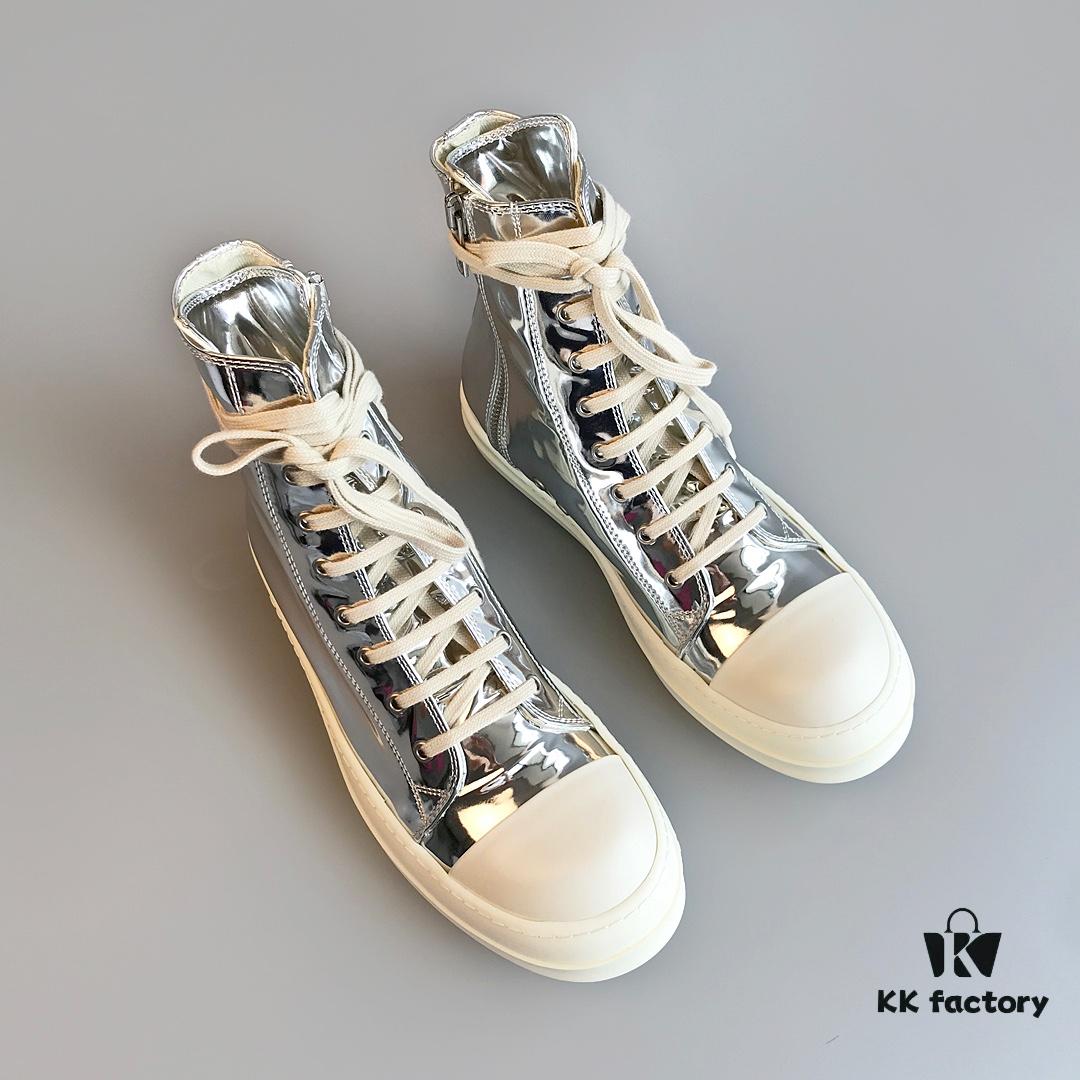 RO DRKSHDW Liquid Silver High-Top Lace-Up