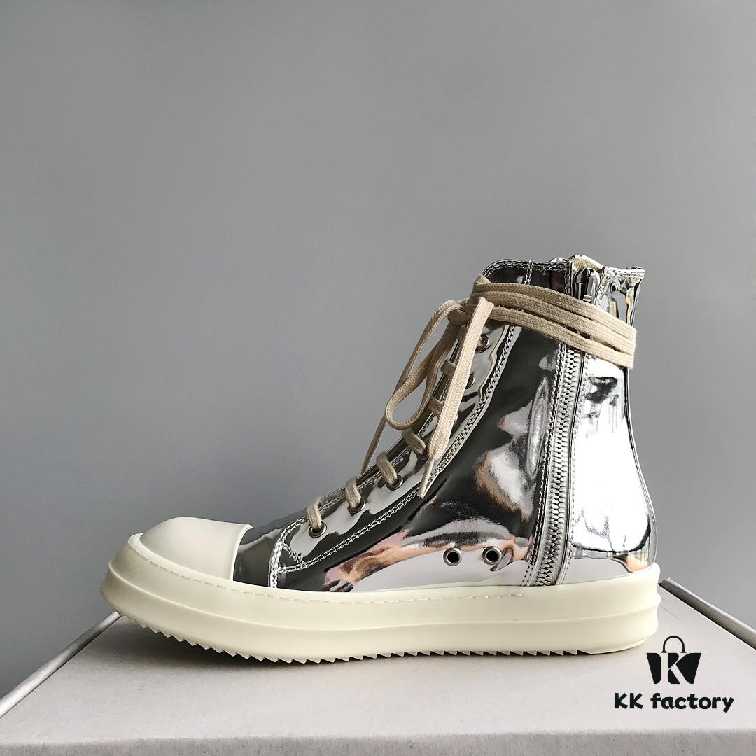RO DRKSHDW Liquid Silver High-Top Lace-Up