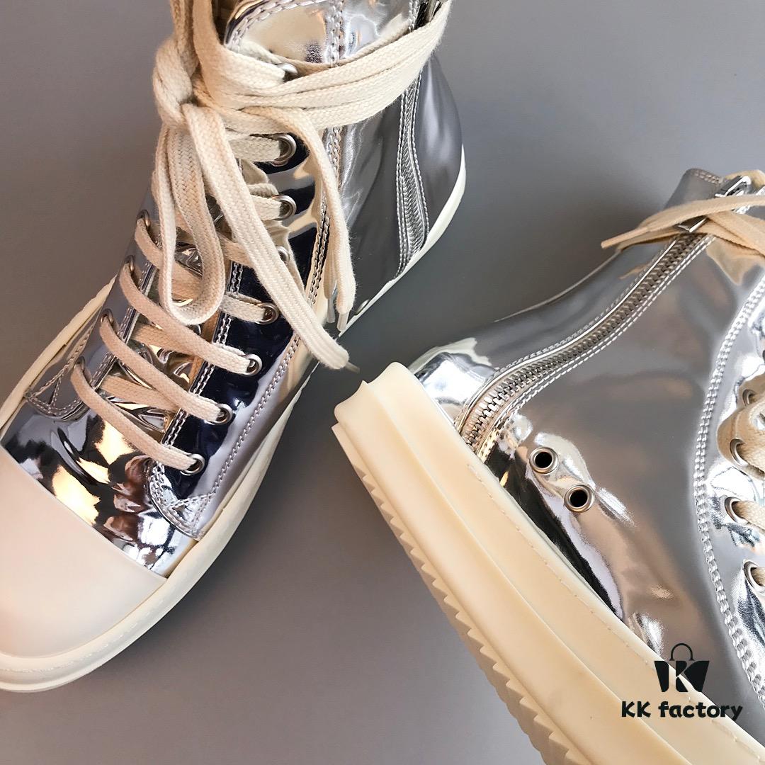 RO DRKSHDW Liquid Silver High-Top Lace-Up