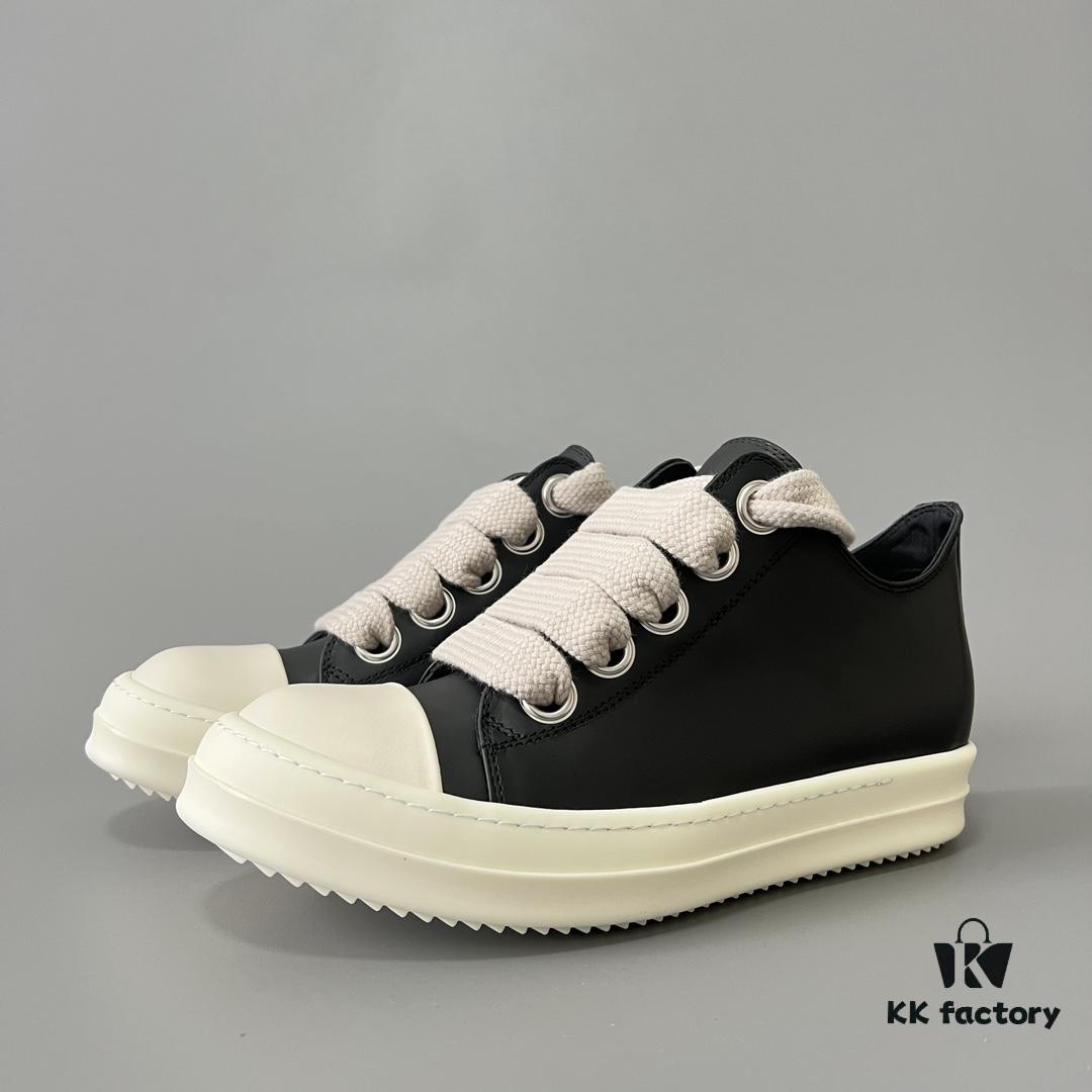 Rick Owens 2022 New Chunky Lace Series - Mainline Black Low-Top Leather Lace-Up Shoes
