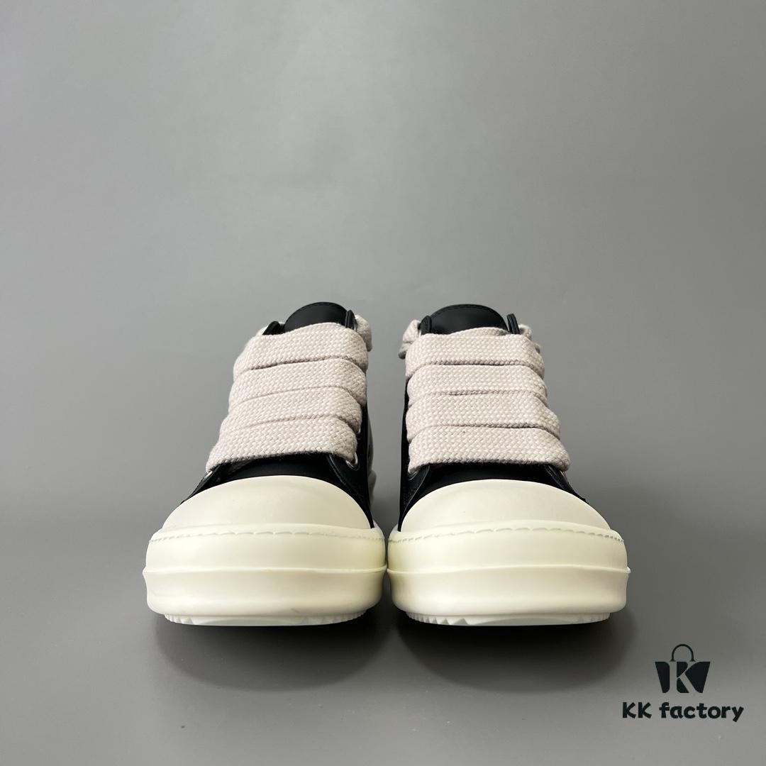 Rick Owens 2022 New Chunky Lace Series - Mainline Black Low-Top Leather Lace-Up Shoes