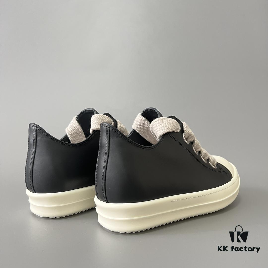 Rick Owens 2022 New Chunky Lace Series - Mainline Black Low-Top Leather Lace-Up Shoes