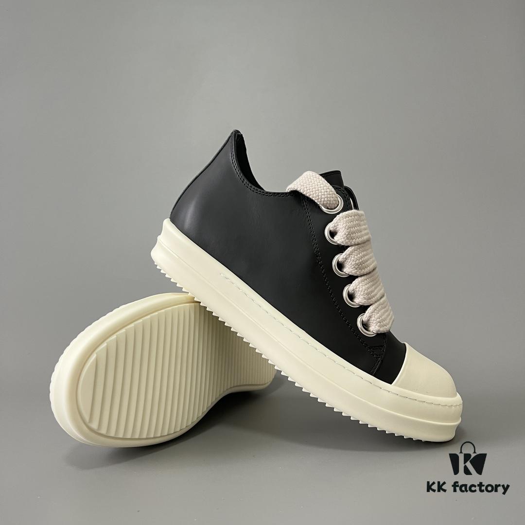 Rick Owens 2022 New Chunky Lace Series - Mainline Black Low-Top Leather Lace-Up Shoes