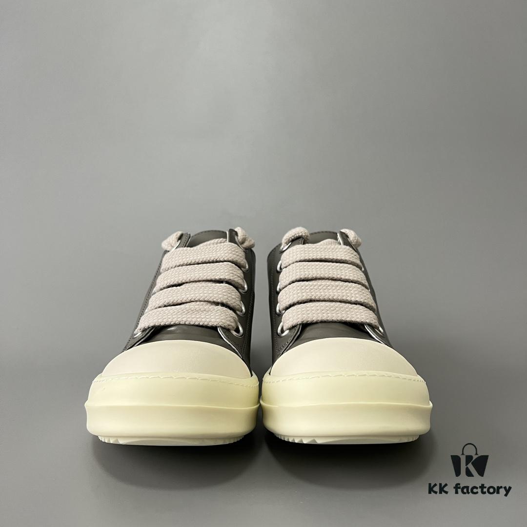 Rick Owens 2022 New Chunky Lace Series - Mainline Grey Low-Cut Leather Lace-Up Shoes