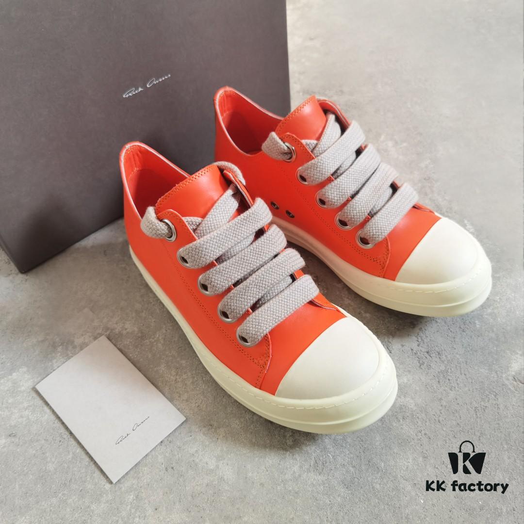 Rick Owens 2022 New Chunky Lace Series - Mainline Orange Low-Cut Leather Lace-Up Shoes