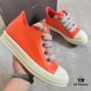 Rick Owens 2022 New Chunky Lace Series - Mainline Orange Low-Cut Leather Lace-Up Shoes