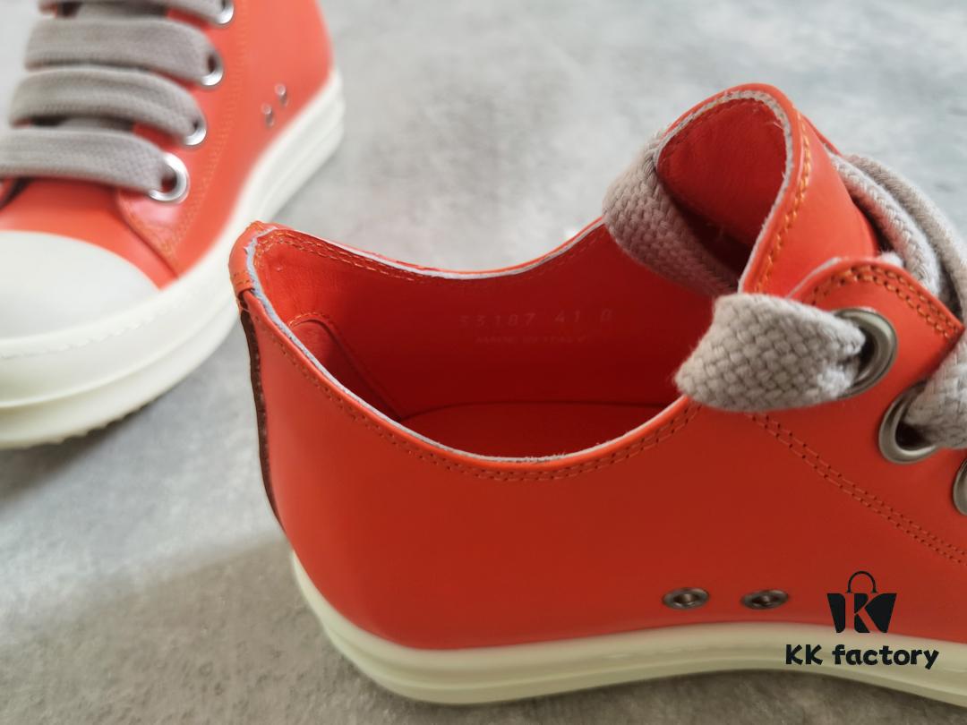 Rick Owens 2022 New Chunky Lace Series - Mainline Orange Low-Cut Leather Lace-Up Shoes