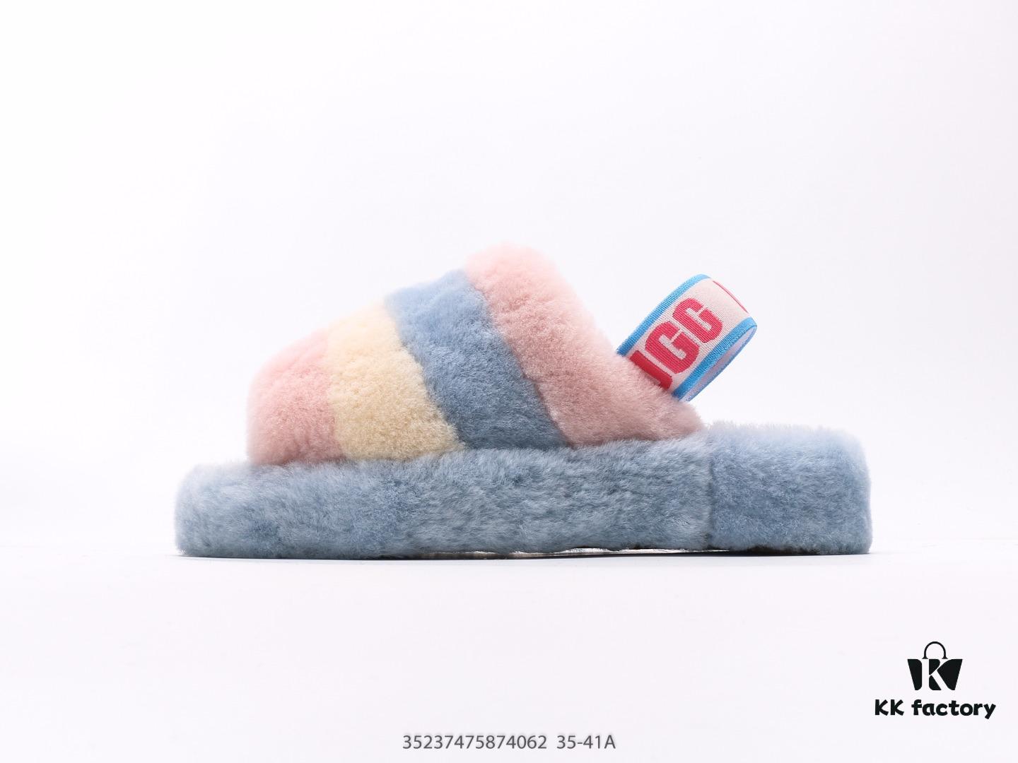 UGG Rongye New Arrival ❄ Anglababy Same Style 💋 Cozy Fashion Series Heels 👠 Romantic Fluffy Fantasy Collection 👠 10mm Fluffy Sheepskin Upper with UGG-Branded Elastic Heel Strap for Seamless Transition Between Slippers and Comfortable Casual Shoes