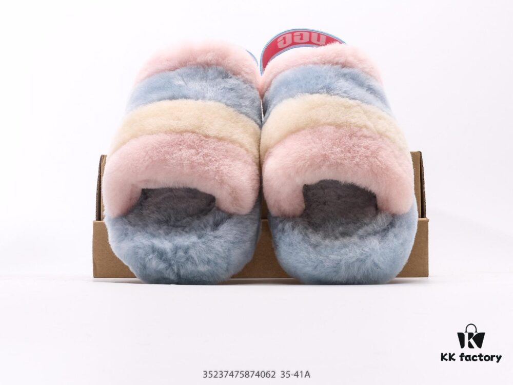 UGG Rongye New Arrival ❄ Anglababy Same Style 💋 Cozy Fashion Series Heels 👠 Romantic Fluffy Fantasy Collection 👠 10mm Fluffy Sheepskin Upper with UGG-Branded Elastic Heel Strap for Seamless Transition Between Slippers and Comfortable Casual Shoes