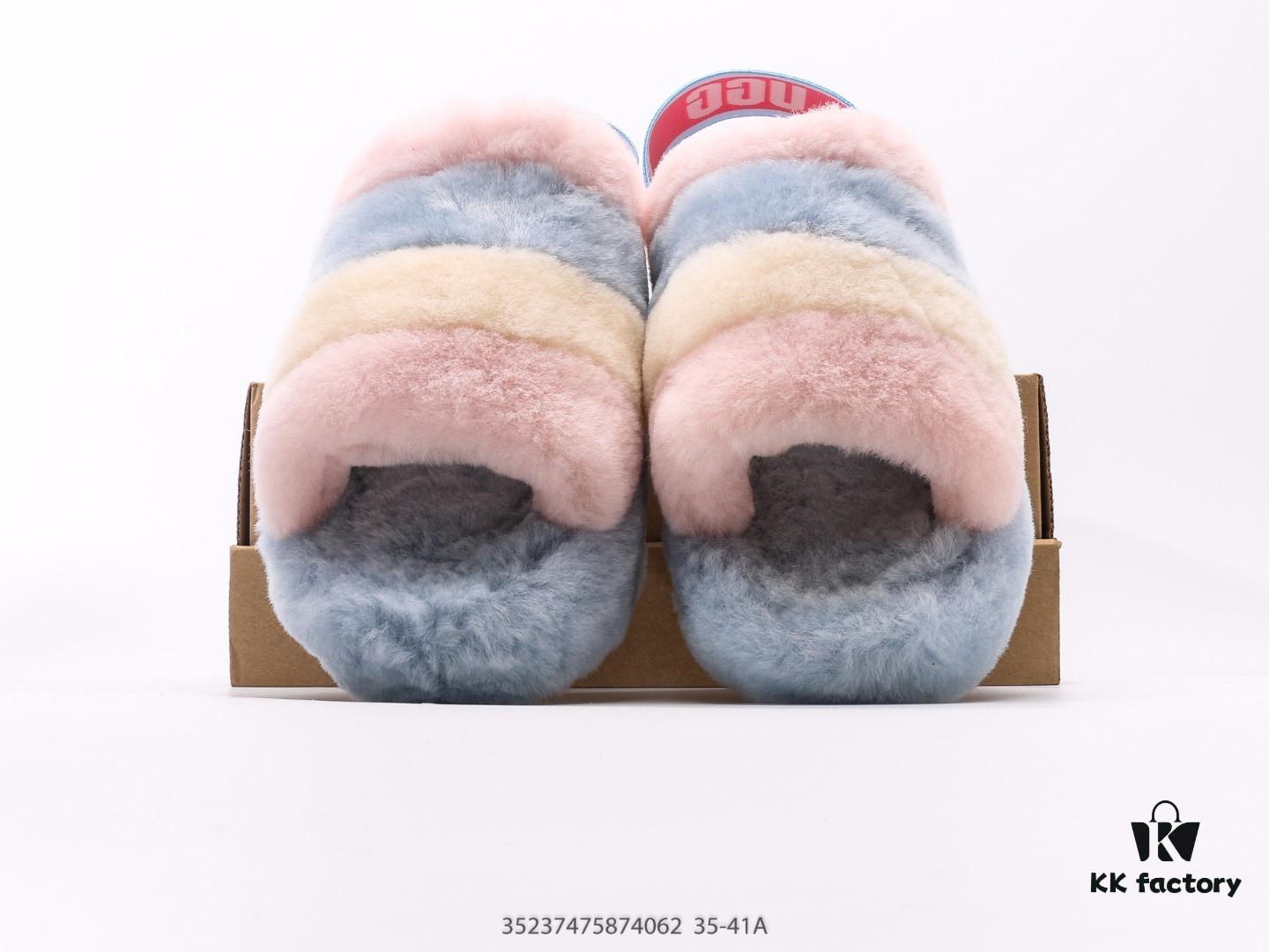 UGG Rongye New Arrival ❄ Anglababy Same Style 💋 Cozy Fashion Series Heels 👠 Romantic Fluffy Fantasy Collection 👠 10mm Fluffy Sheepskin Upper with UGG-Branded Elastic Heel Strap for Seamless Transition Between Slippers and Comfortable Casual Shoes