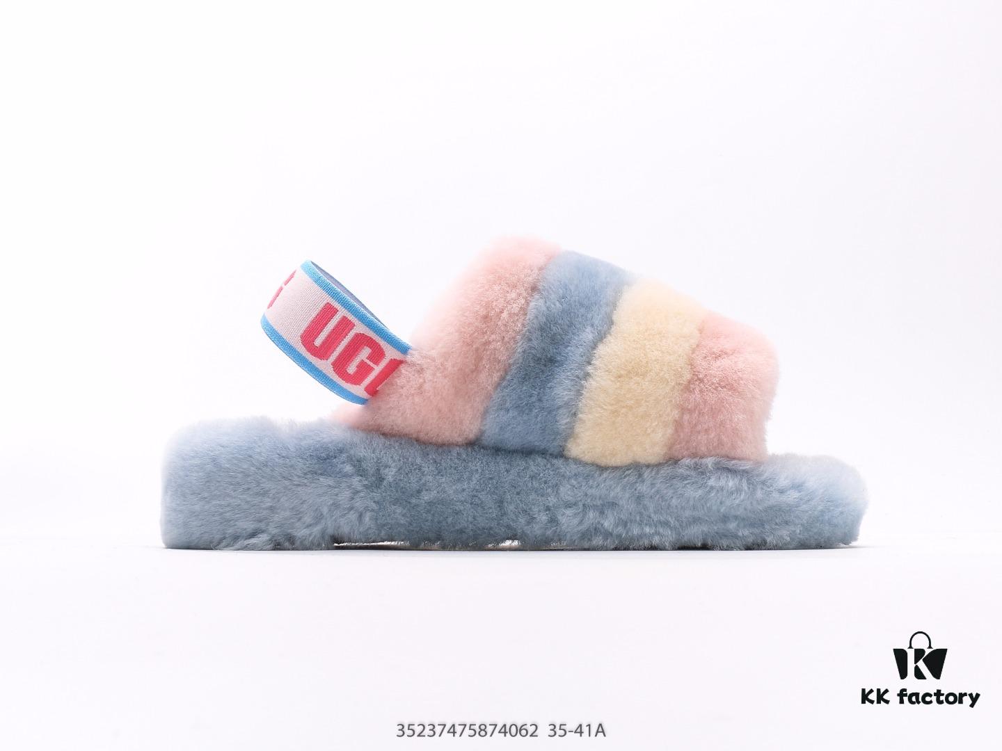 UGG Rongye New Arrival ❄ Anglababy Same Style 💋 Cozy Fashion Series Heels 👠 Romantic Fluffy Fantasy Collection 👠 10mm Fluffy Sheepskin Upper with UGG-Branded Elastic Heel Strap for Seamless Transition Between Slippers and Comfortable Casual Shoes