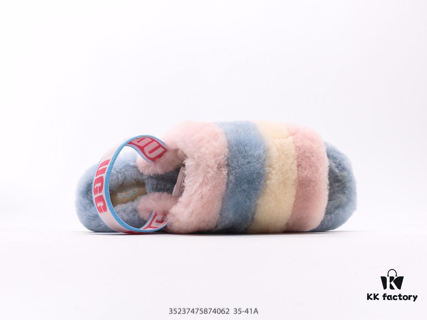 UGG Rongye New Arrival ❄ Anglababy Same Style 💋 Cozy Fashion Series Heels 👠 Romantic Fluffy Fantasy Collection 👠 10mm Fluffy Sheepskin Upper with UGG-Branded Elastic Heel Strap for Seamless Transition Between Slippers and Comfortable Casual Shoes