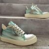 Rick Owens DRKSHDW Green Mirror-Finish Low-Top Lace-Up Sneakers