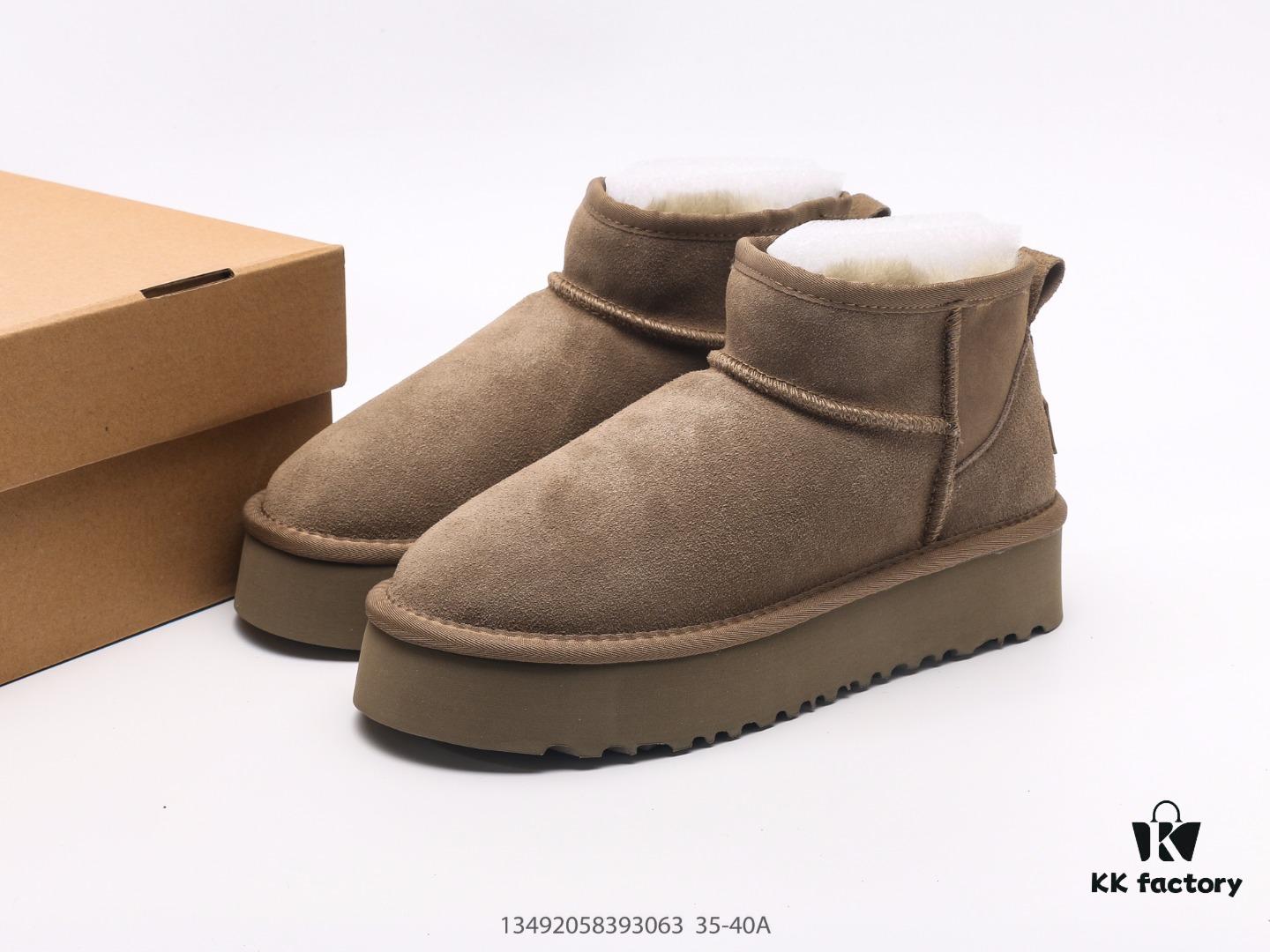 UGG Outdoor Snow Boots for Women, Official Synchronized Packaging with Inspection Label, Made from Original Factory Water-Repellent and Stain-Resistant Leather, Anti-Slip, Wear-Resistant, Lightweight Outsole, Short Boots, Stylish and Versatile, British Style, Comfortable Calf-High Booties for Autumn and Winter, Thick-Soled Fashionable Footwear with Excellent Warmth, Ideal for Cold Weather