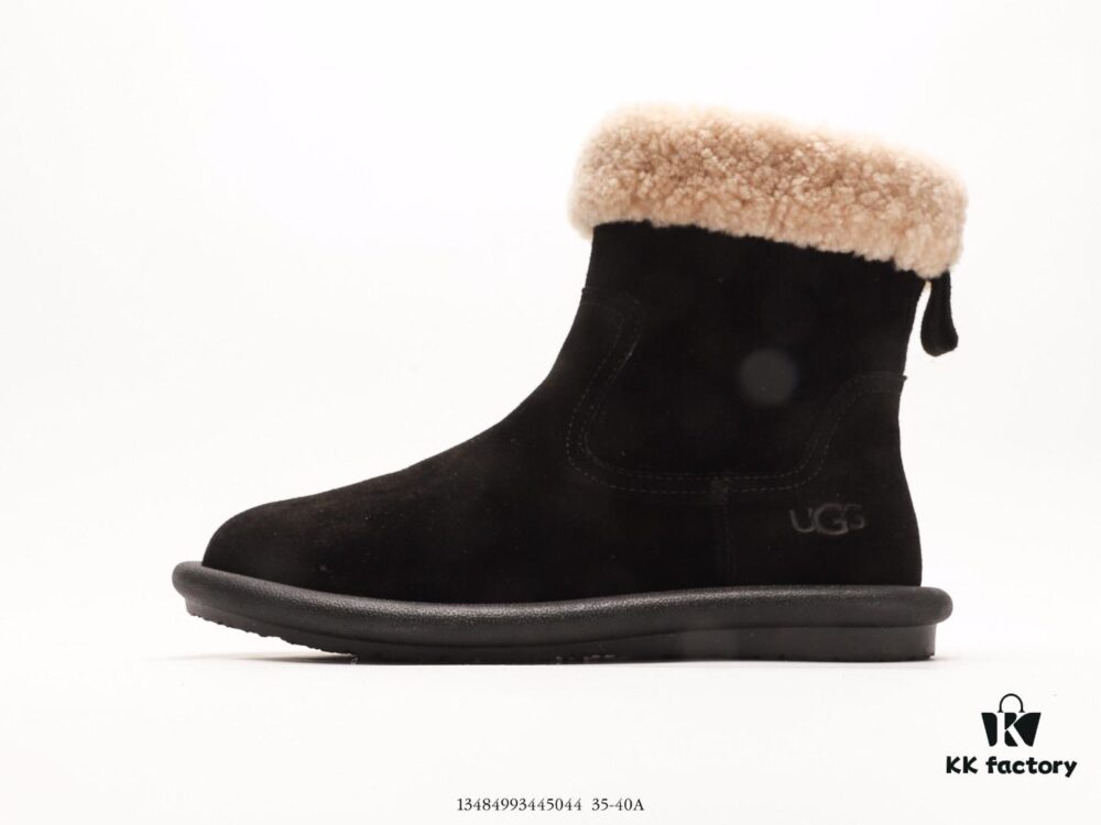 Premium Full Wool Lined UGG-5877 Australia Luxury Brand Genuine Leather Sheepskin Snow Boots for Men and Women, Imported Cowhide with Comfortable Rubber Foam Sole